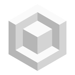 3D block geometric shape png in grey abstract style