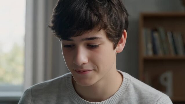 Thoughtful Teen Boy in Casual Sweater