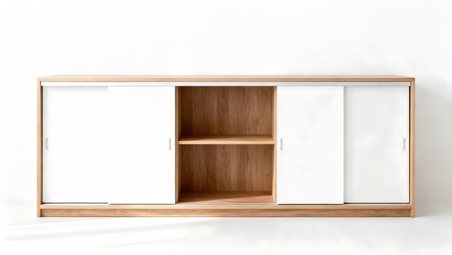Modern wooden cabinet with white doors