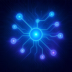 Obraz premium Glowing Network Circuit Illustration Depicting Technology, Digital Connectivity, and Modern Network Systems