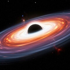 Black Hole with Accretion Disk in Deep Space.
