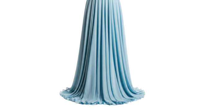 Elegant flowing light blue gown isolated PNG with Transparent Background