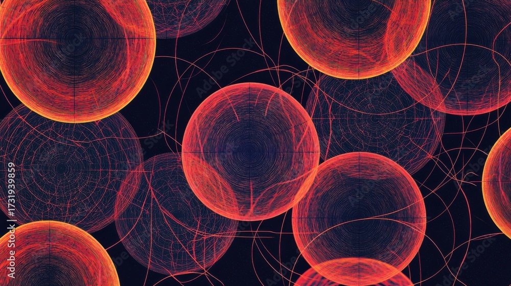 Wall mural laser interference diffraction pattern rings circular formations optical physics wave phenomena red 