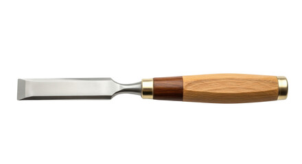 Wood chisel with wooden handle for woodworking isolated PNG with Transparent Background