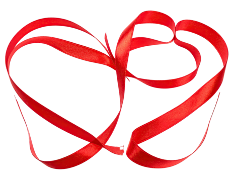 Red ribbon, intertwined, heart-like