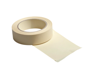 Rolled cream-colored masking tape, one end unrolled