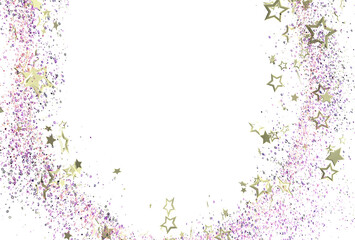 Sparkling gold stars and glitter border on white. Perfect for holidays, celebrations, and magical designs.