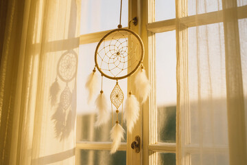 Dreamcatcher by the Window in Morning Sunlight