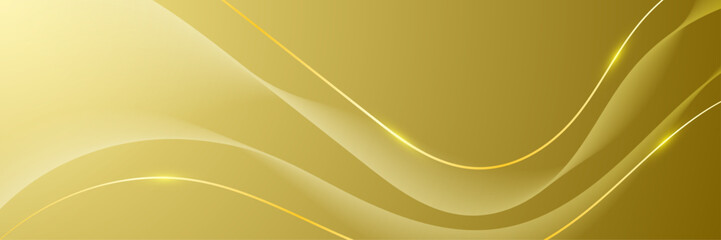 Modern Golden Background With Wave Line. Abstract Business Wallpaper. Luxury. Banner. Vector Illustration
