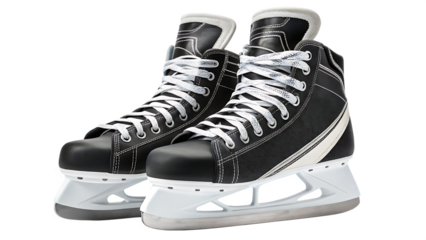 A realistic image showcase of ice hockey skates cut out on PNG. AI GENERATED.