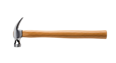 Claw hammer with wooden handle isolated PNG with Transparent Background