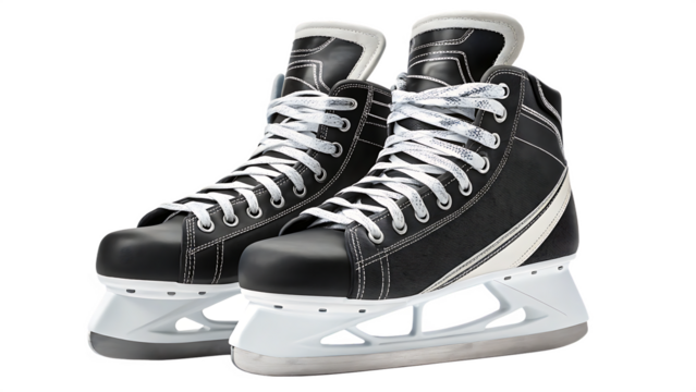 A realistic image showcase of ice hockey skates cut out on PNG. AI GENERATED.