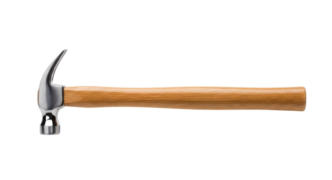 Claw hammer with wooden handle isolated PNG with Transparent Background