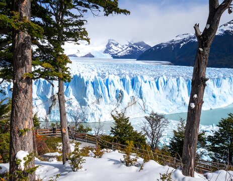Majestic glacier vista from a snowy overlook