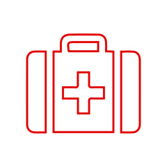 Obraz premium Medical First Aid Kit Outline Icon - Health, Emergency, and Safety Line Art Vector 