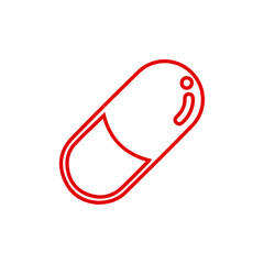 Medicine Pill Capsule Outline Icon - Health, Pharmacy, and Treatment Drug Line Art Vector	