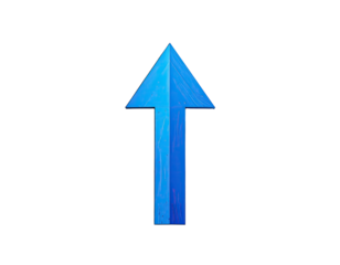 Bright blue upward arrow, textured design