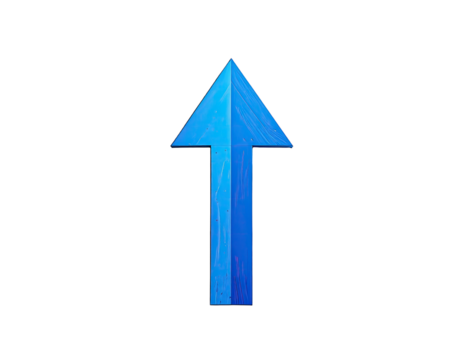 Bright blue upward arrow, textured design