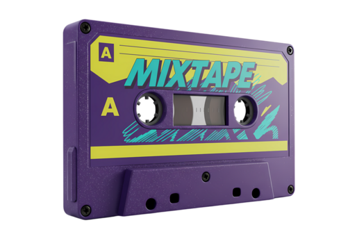 Vintage Cassette Tape: 80s Retro Music Design Element