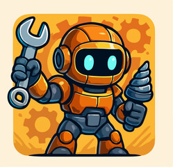 Mechanic Robot Engineer in Futuristic Retro Sci Fi Style