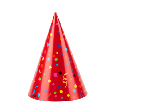 Red Party Hat with Confetti: Festive Celebration Item