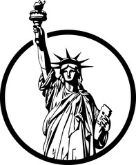 Iconic Statue of Liberty emblem shining as a symbol of freedom, democracy, and American values, ideal for travel, history, or patriotic themes