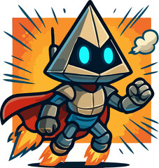 Pyramid Hero Robot in Futuristic Retro Sci Fi Art