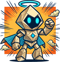 Holy Light Robot Angel in Futuristic Retro Fantasy Art