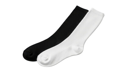 Pair of black and white socks for apparel design isolated PNG with Transparent Background