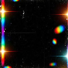 Abstract Grunge Background with Distressed Analog Film Texture &ndash; Colorful Light Leaks, Scratches, Rainbow Flares on Retro Noisy Overlay