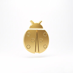 A golden 3D ladybug symbol, depicting an insect with wings and spots,