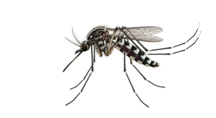 Isolated Aedes mosquito showing its striped body, dangerous carrier of tropical diseases