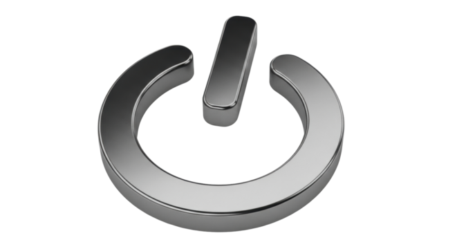 Isolated Power button symbol, control switch icon, start or stop interface device vector sign