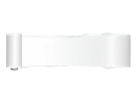 Ripped white paper strip rolled up