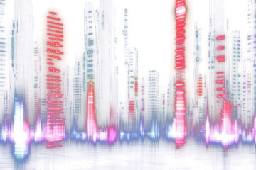 PNG Futuristic neon cityscape reflection