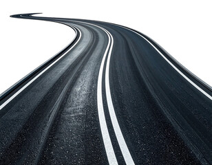 Winding asphalt road disappearing into darkness