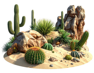 Desert landscape with cacti and rocks (3)