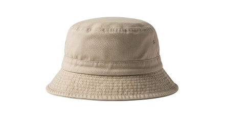 Beige bucket hat for sun protection and casual style isolated PNG with Transparent Background