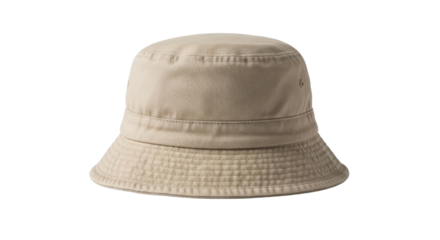 Beige bucket hat for sun protection and casual style isolated PNG with Transparent Background