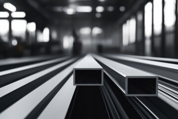 Fototapeta premium Exploring graphic layouts for advertising focused on metal products in an industrial setting