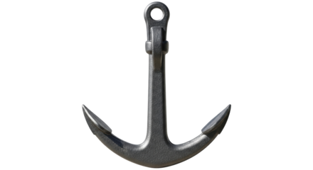 Isolated nautical object, grey anchor with stock and flukes on bright background image
