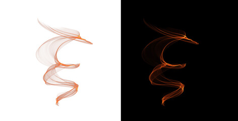 Obraz premium Transparent red smoke, flames, wavy figure pointing upwards