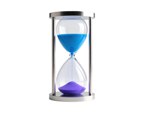 Hourglass with blue and purple sand