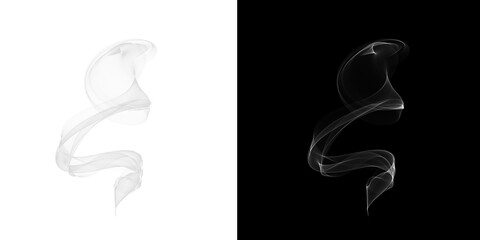 White transparent smoke, steam, rises upward in waves