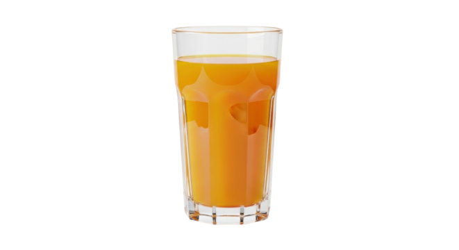 Isolated glass of freshly squeezed orange juice, a healthy beverage for breakfast or lunch