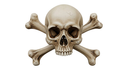 Naklejka premium Isolated skull and crossbones symbol of danger, pirate flag, horror, death and mortality.