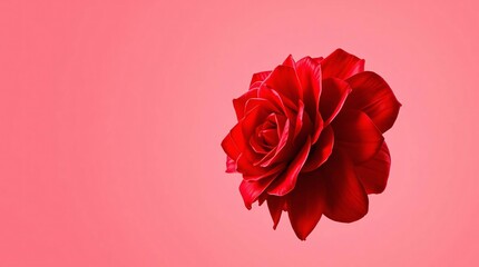 Crimson Rose: A close-up of a single, radiant crimson rose, its velvety petals unfolding against a softly graduated backdrop. A symbol of beauty, passion, and timeless elegance.
