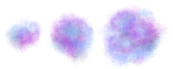 Colored transparent circle smoke . A round blue pink cloud of fog. Chemical gas....