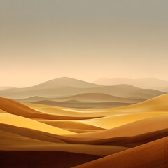 Layered desert dunes, soft golden gradients, minimalist abstract landscape.