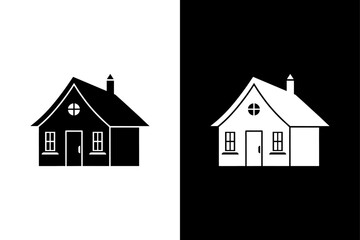 Minimal House Symbol Illustration on Black and White.